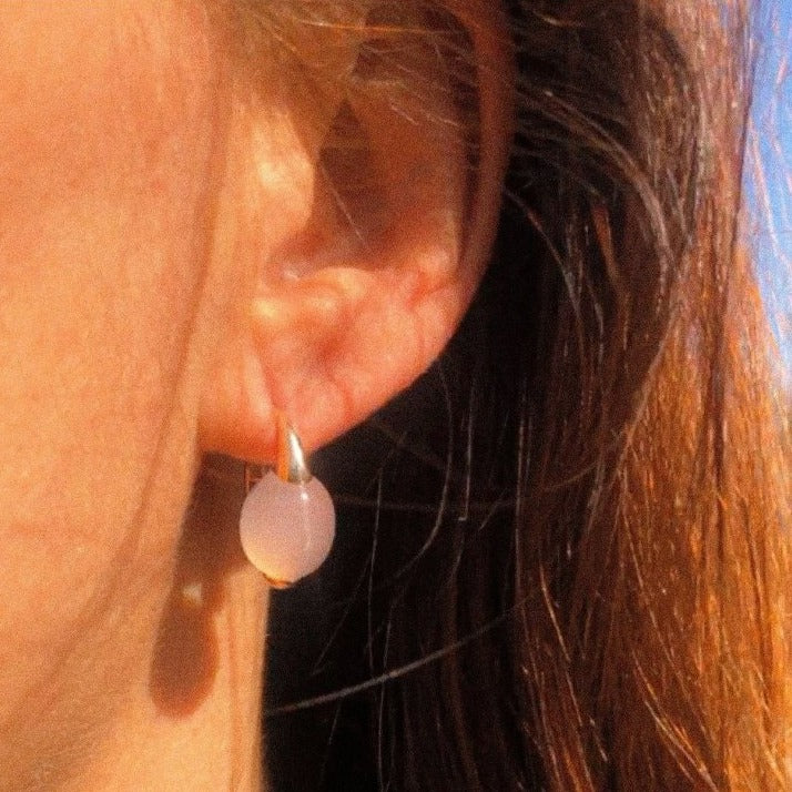 Paire de boucles d'oreilles or rose Pomellato et quartz rose - Image 2