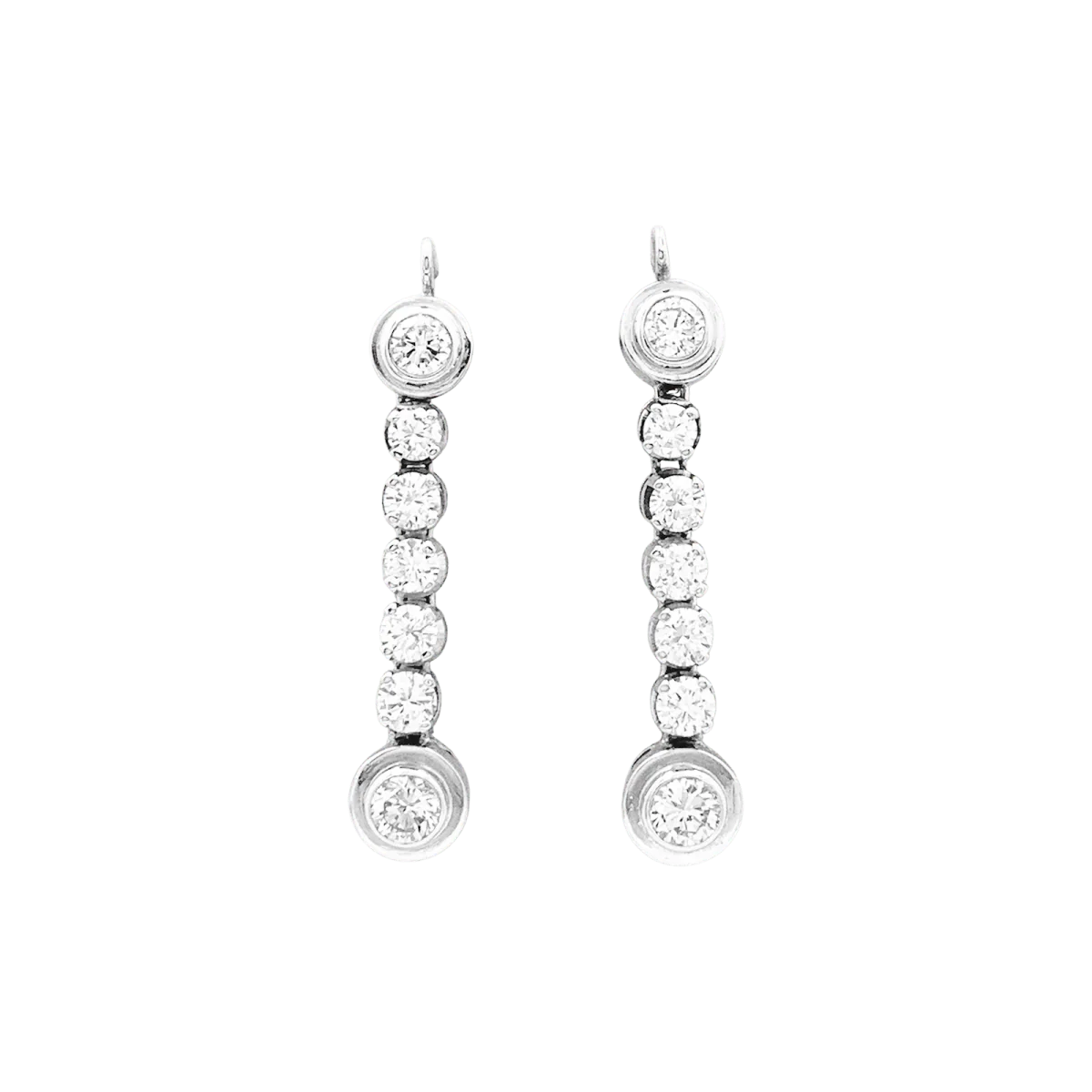 Boucles d'oreilles Pendantes en or blanc et diamants
