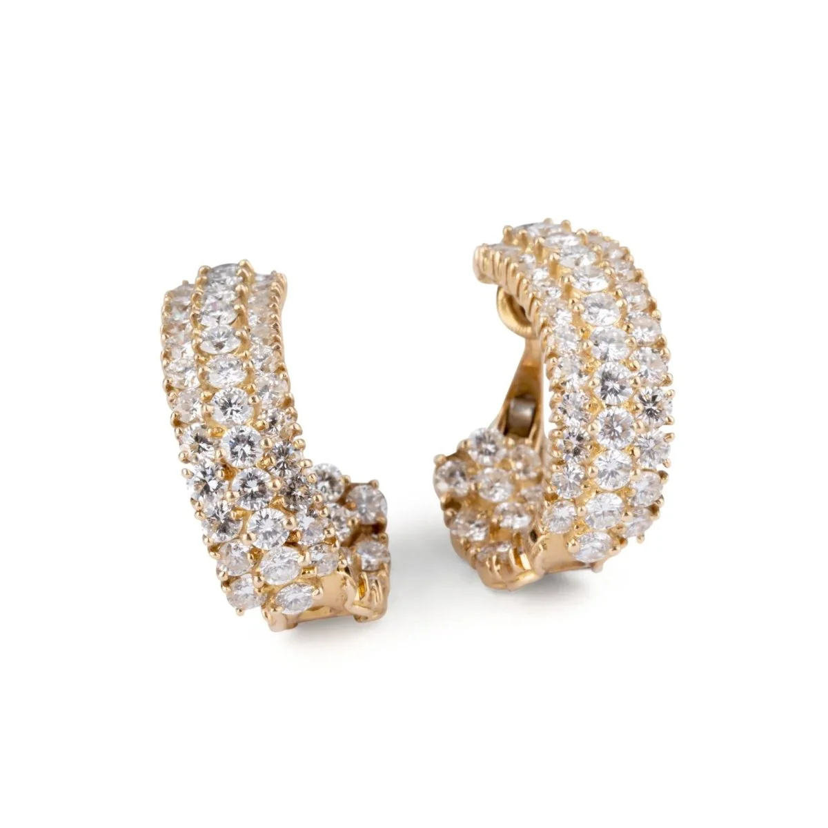 Paire de boucles d'oreilles sur or jaune en diamants - Image 5