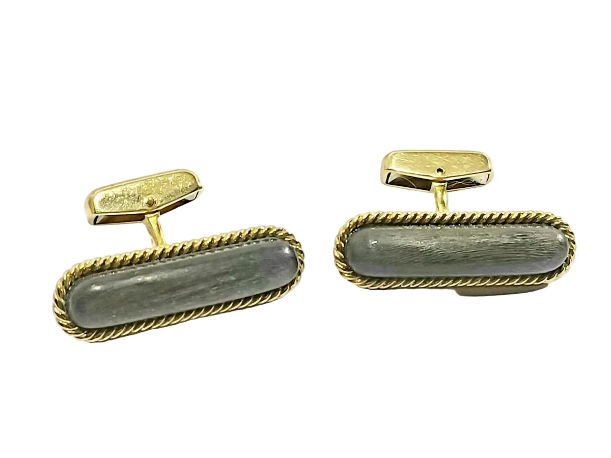 Boutons de manchette en or jaune et ébène