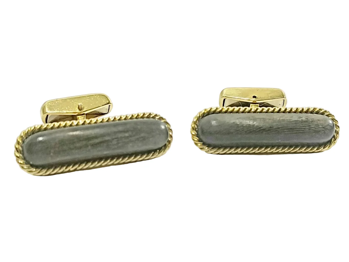 Boutons de manchette en or jaune et ébène - Image 3