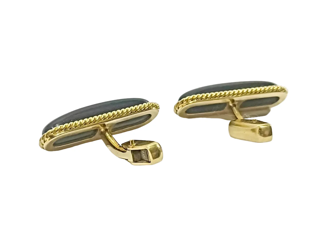 Boutons de manchette en or jaune et ébène - Image 5