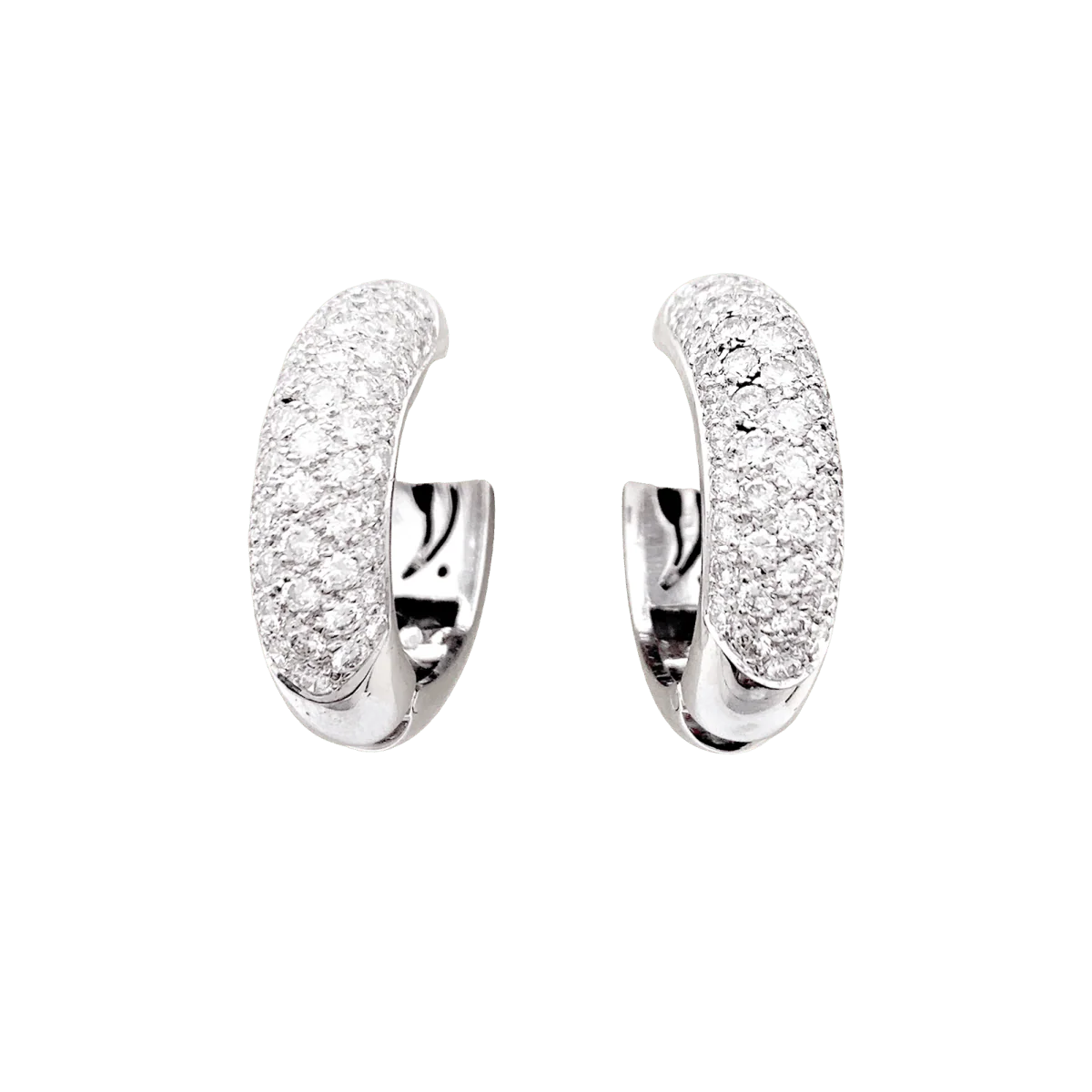 Boucles d'oreilles Créoles en or blanc et diamants