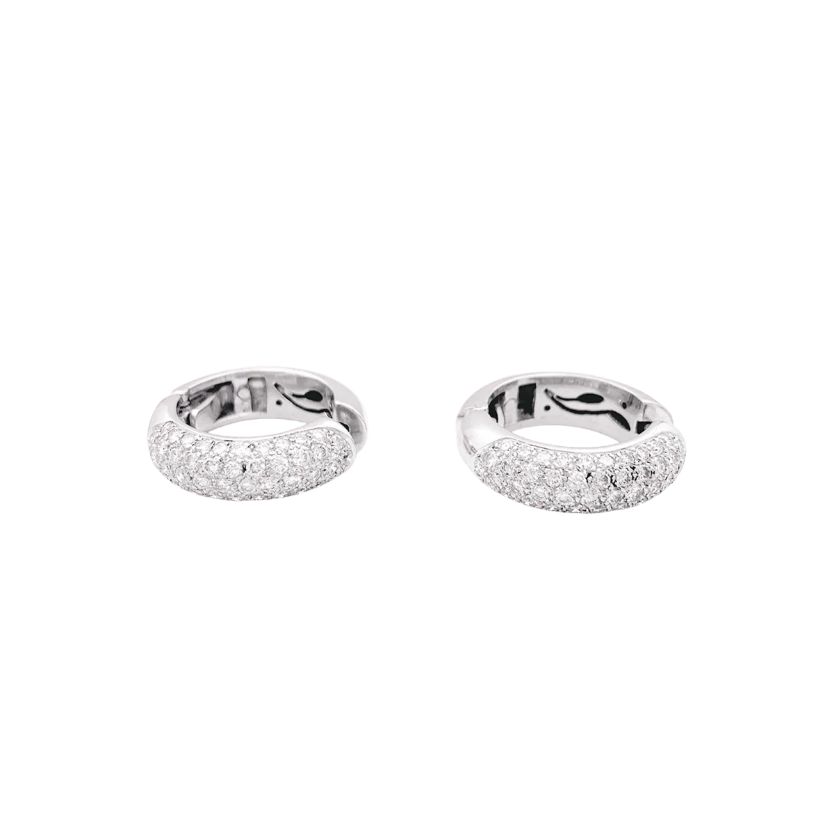 Boucles d'oreilles Créoles en or blanc et diamants - Image 3