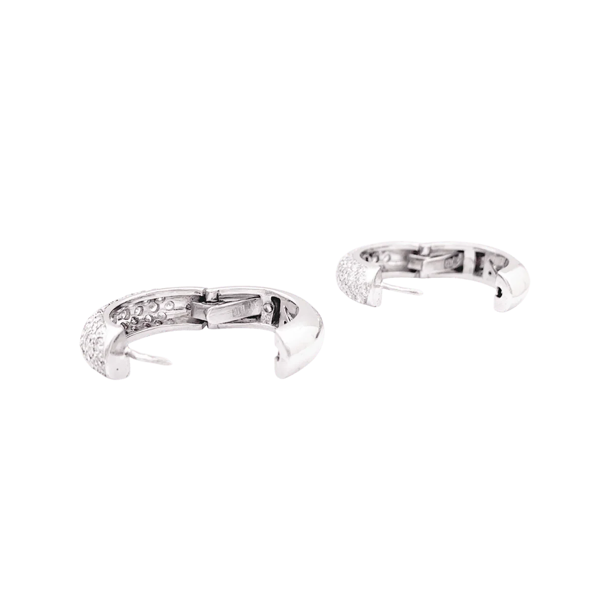 Boucles d'oreilles Créoles en or blanc et diamants - Image 4