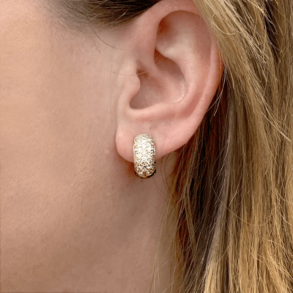 Boucles d'oreilles Créoles en or jaune et diamants - Image 2