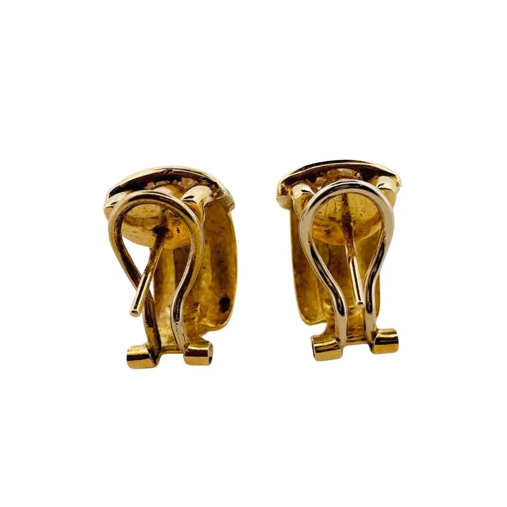 Paire de demi créoles en or jaune et diamants - Image 3