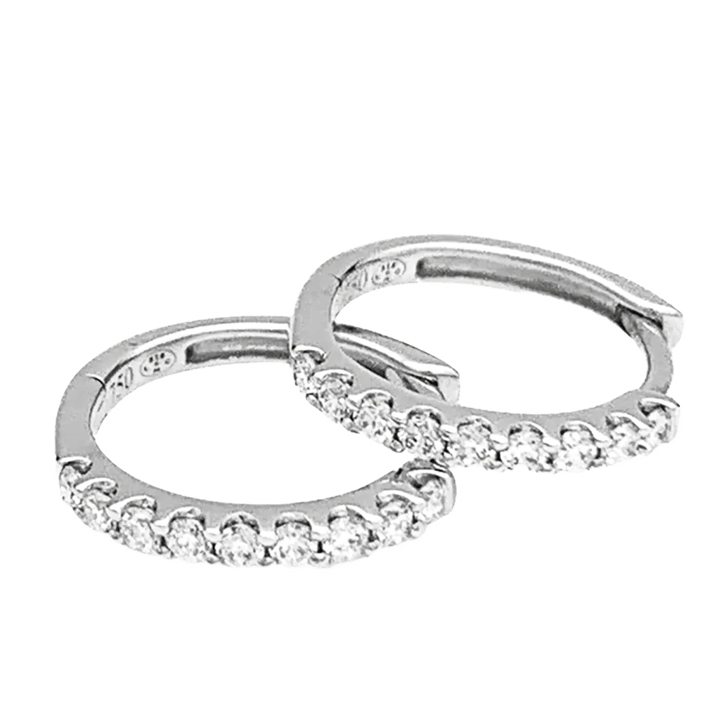 Boucles d'oreilles Créoles en or blanc et diamants - Image 3
