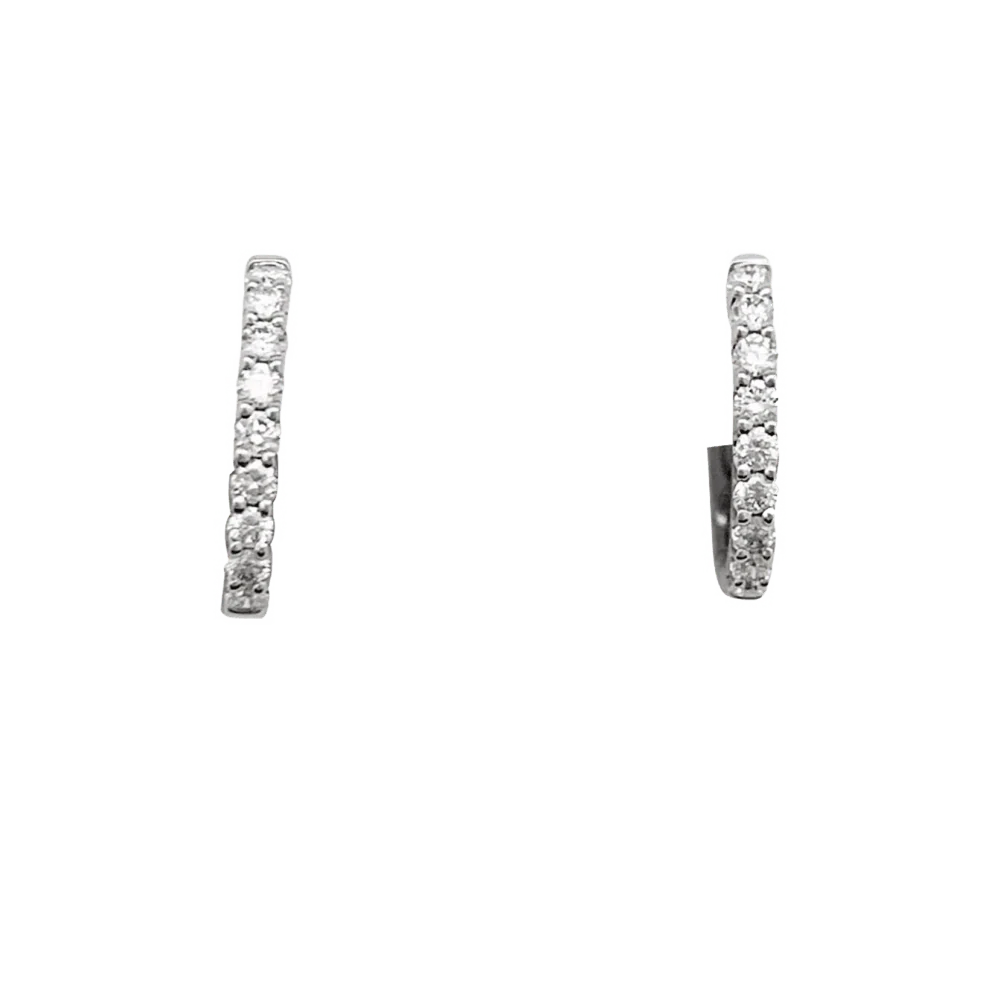 Boucles d'oreilles Créoles en or blanc et diamants - Image 3