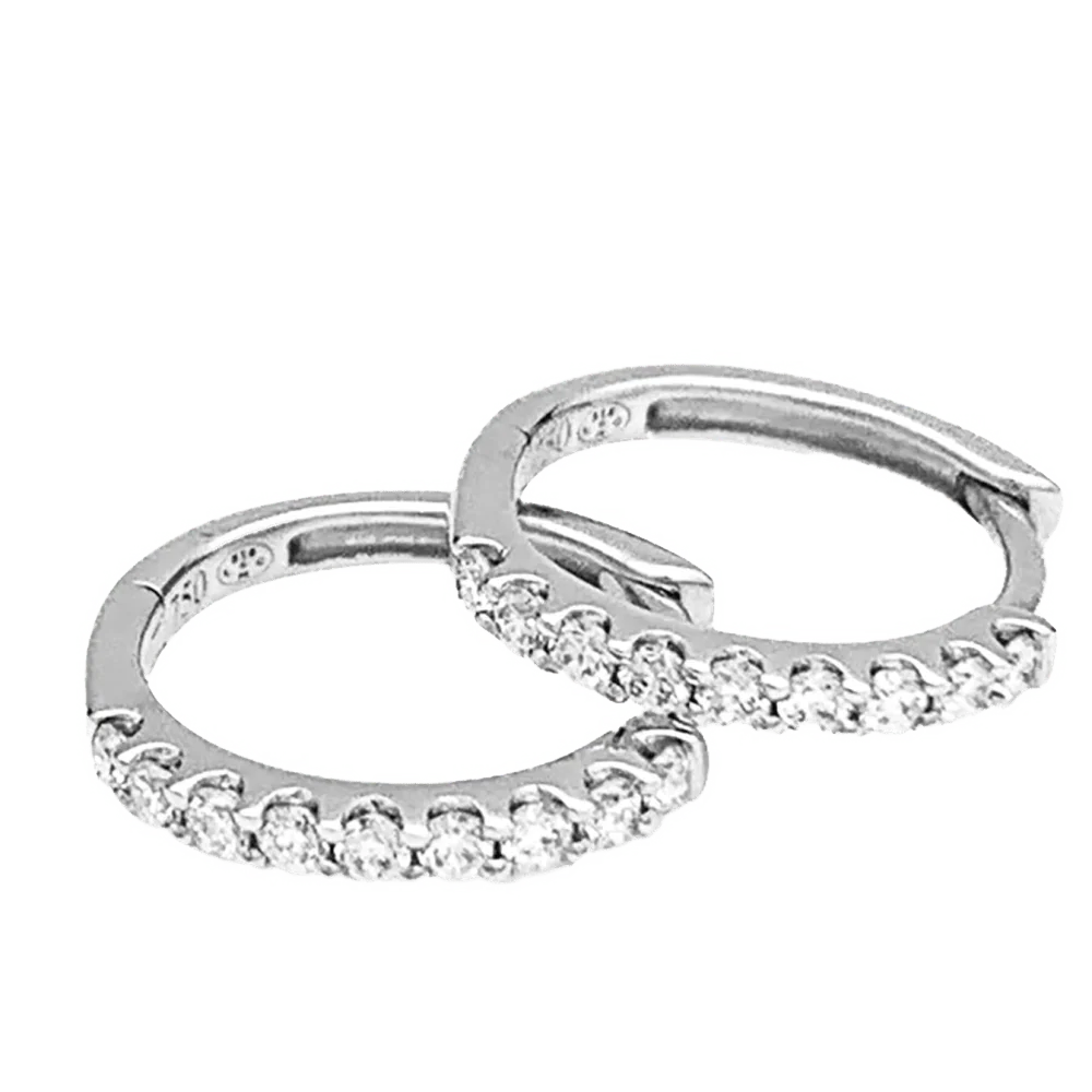 Boucles d'oreilles Créoles en or blanc et diamants - Image 4