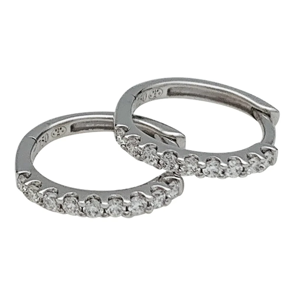 Boucles d'oreilles Créoles en or blanc et diamants - Image 3