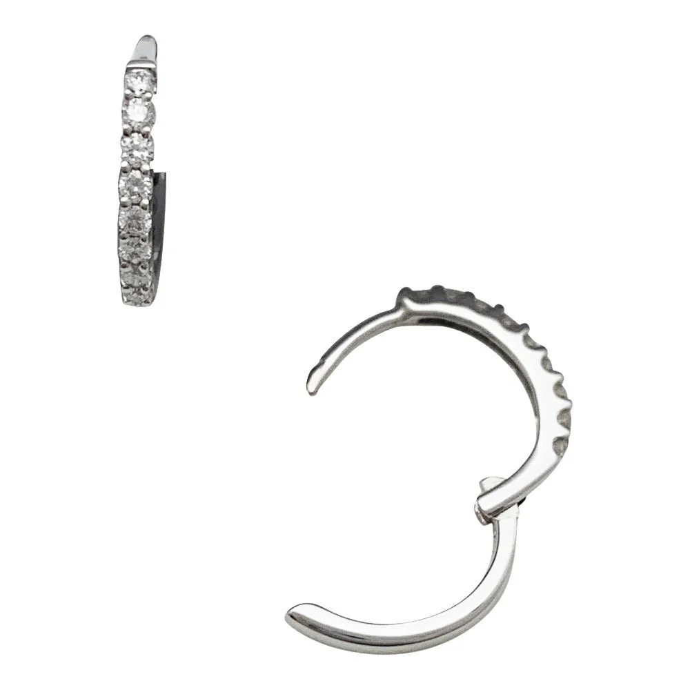 Boucles d'oreilles Créoles en or blanc et diamants - Image 3