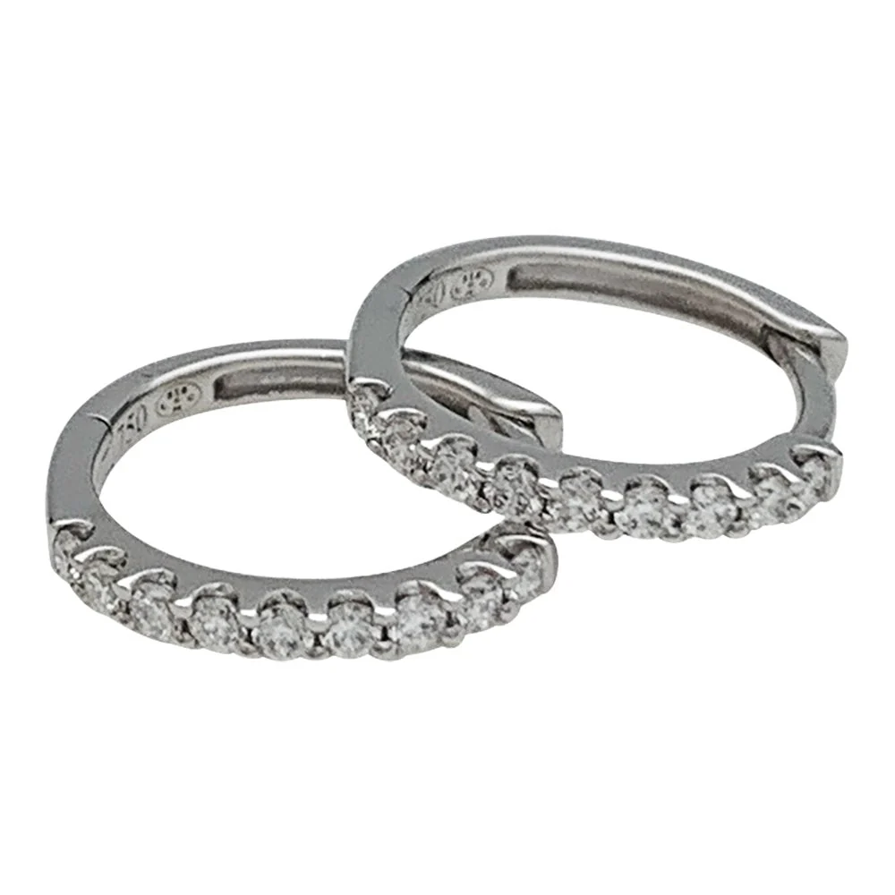 Boucles d'oreilles Créoles en or blanc et diamants - Image 4