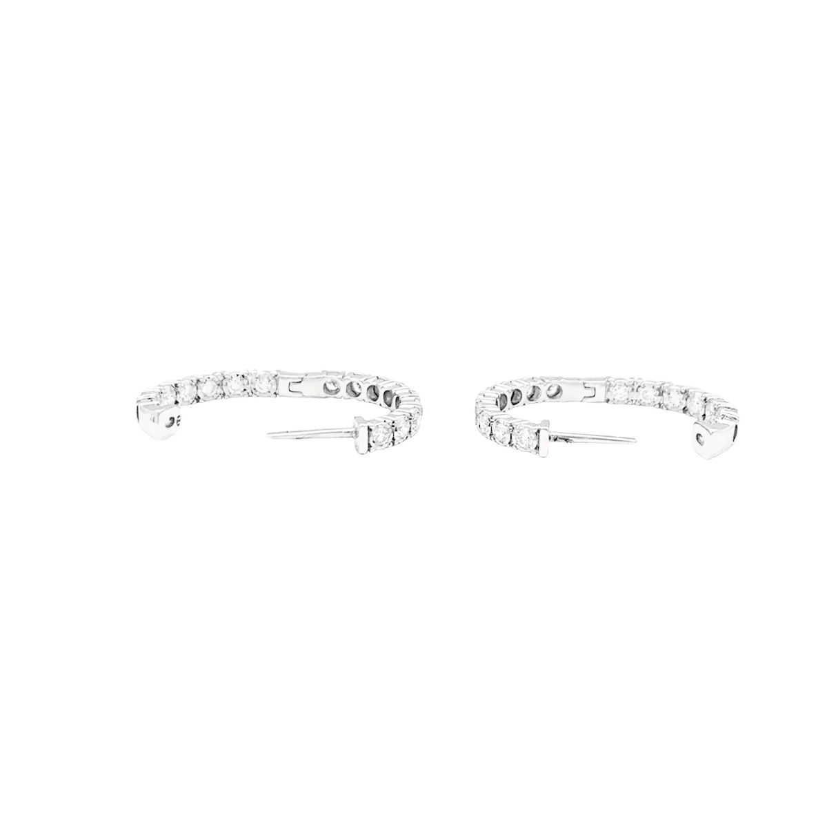 Boucles d'oreilles Créoles en or blanc et diamants - Image 4