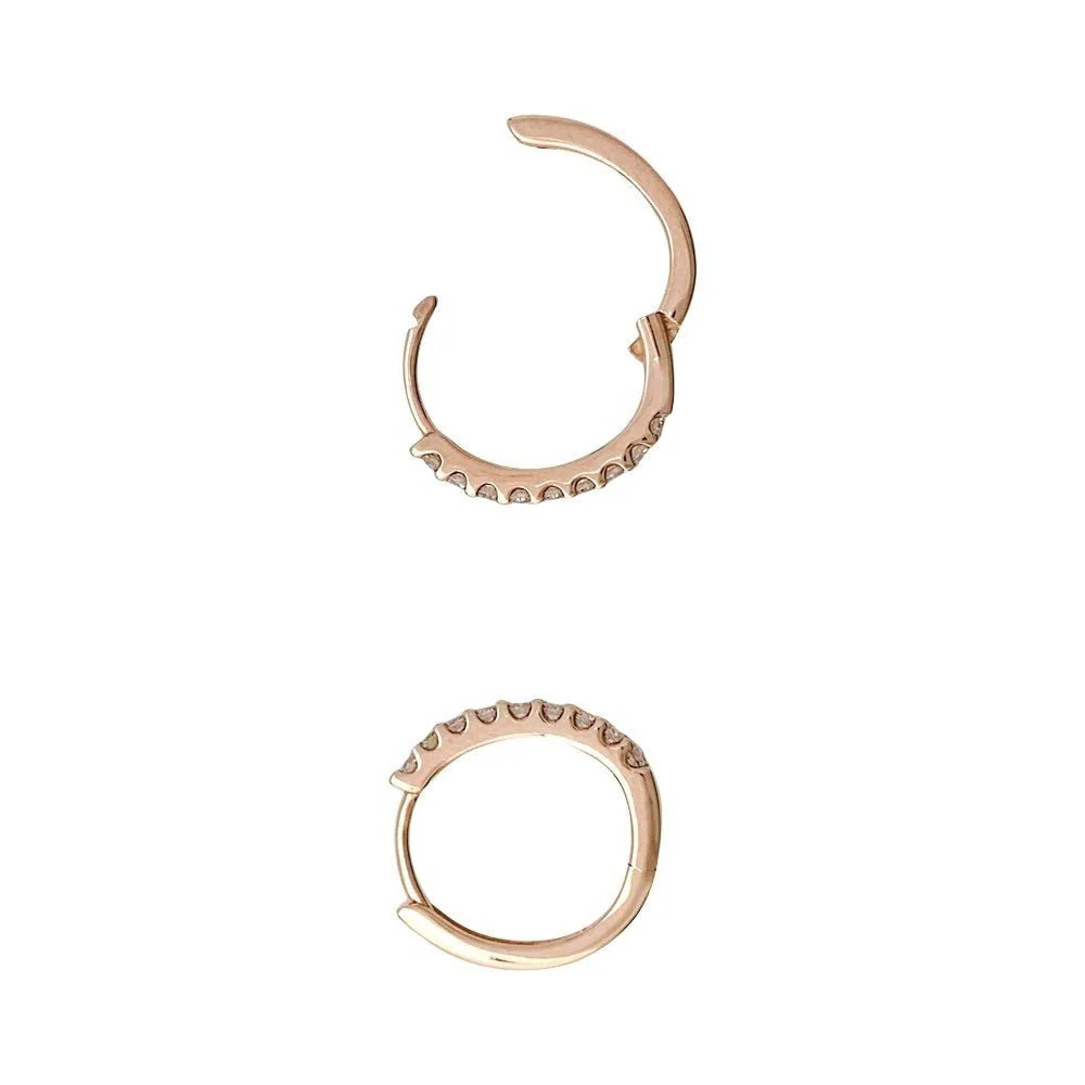Boucles d'oreilles créoles en or rose et diamants - Image 3