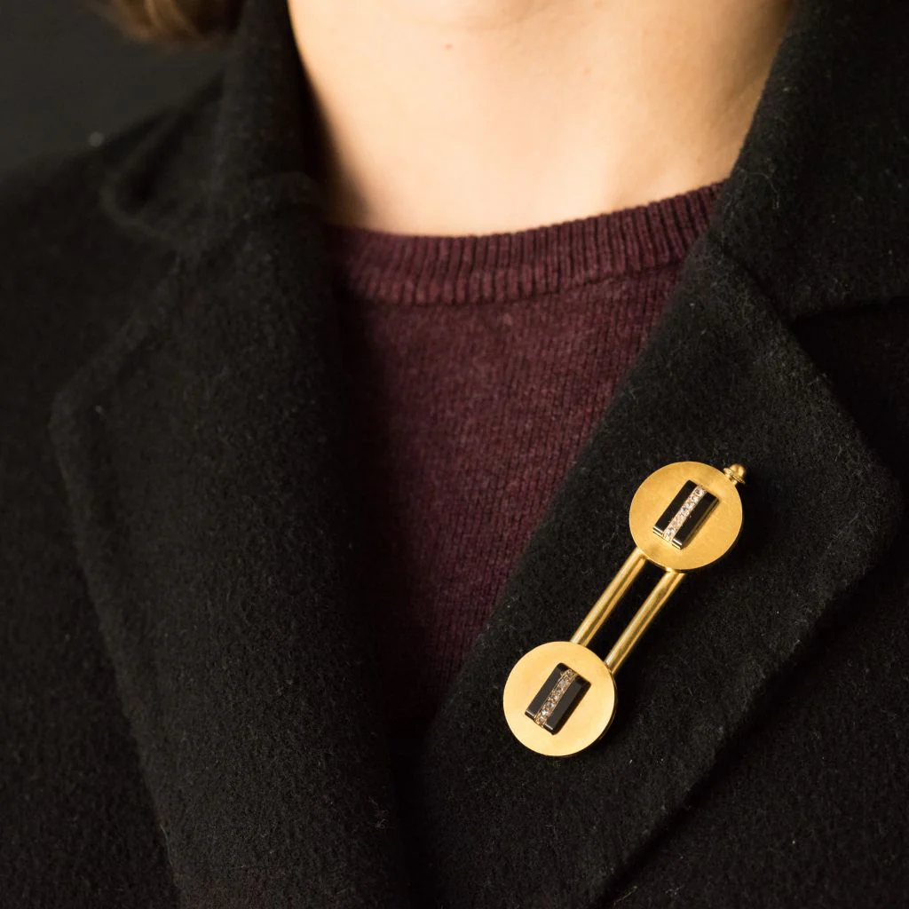 Parure en or jaune, onyx et diamants - Image 2