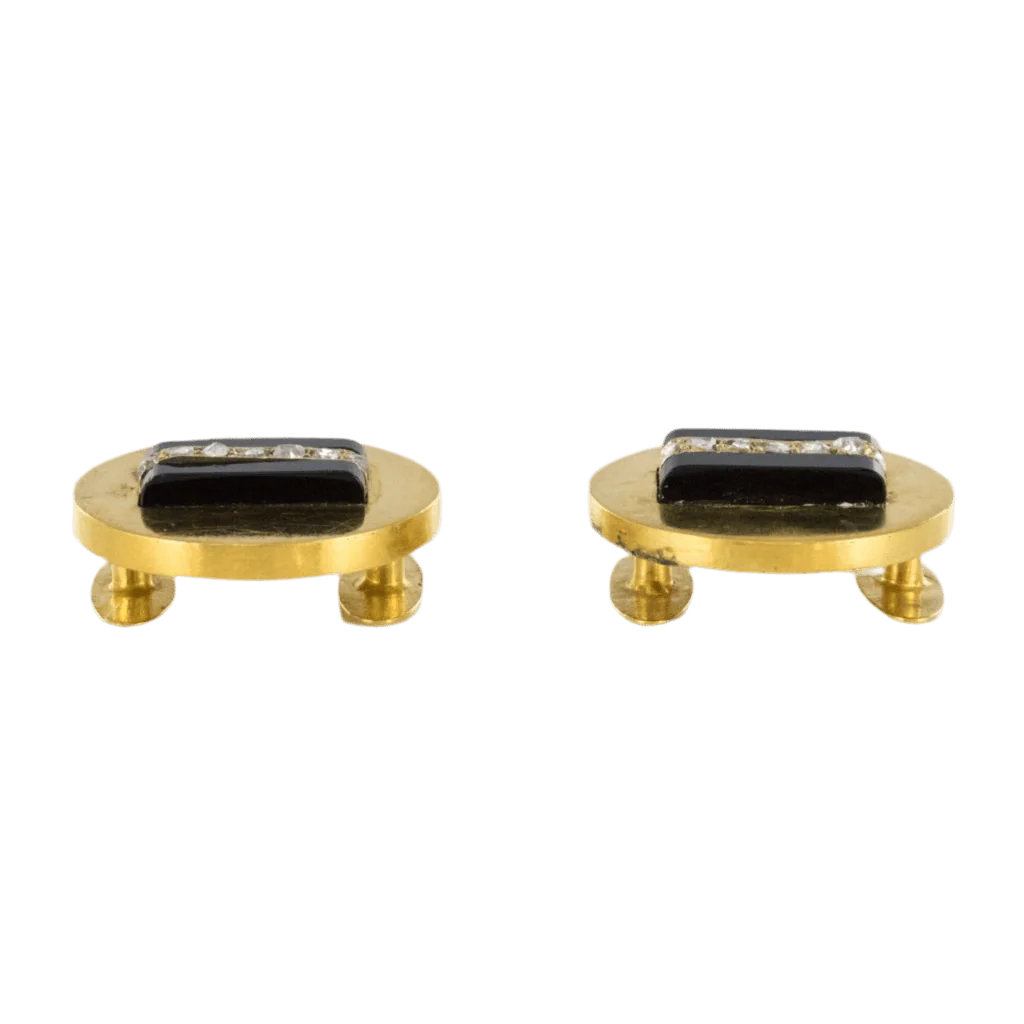 Parure en or jaune, onyx et diamants - Image 6