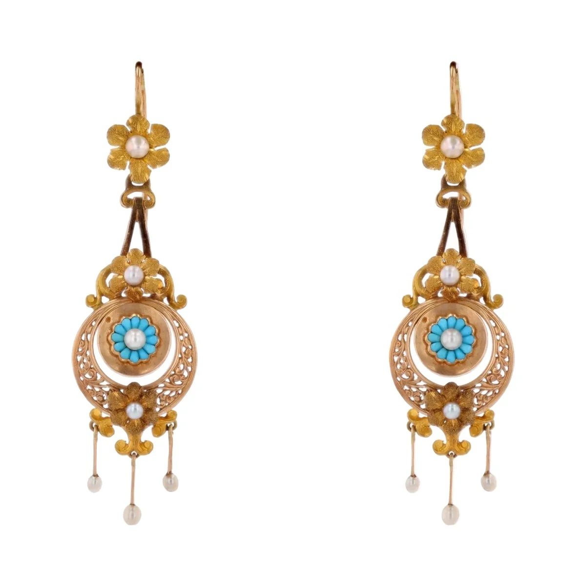 Parure en or rose, perles, turquoises et diamants - Image 7