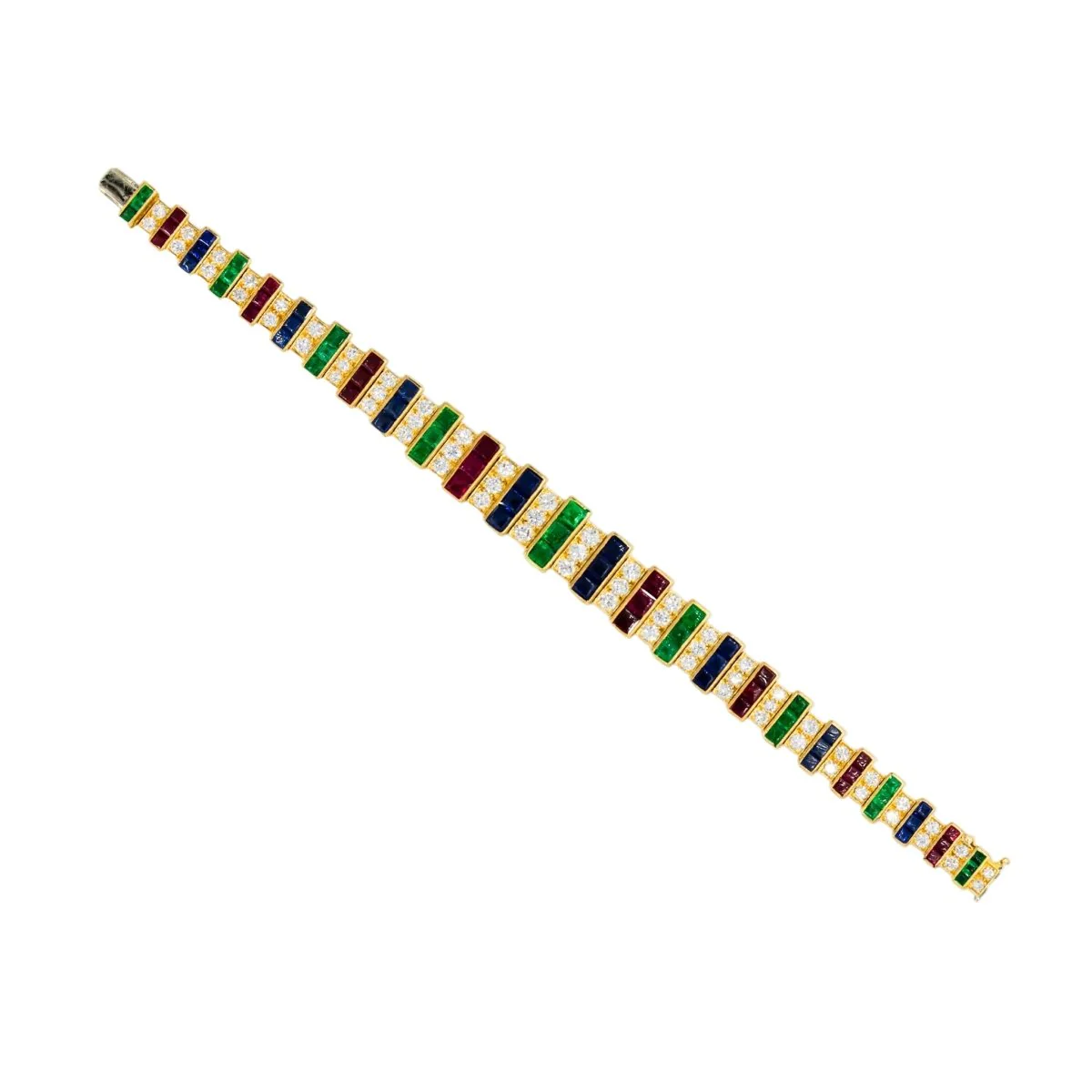 Parure CARTIER en or jaune, saphirs, émeraudes, rubis et diamants - Image 4