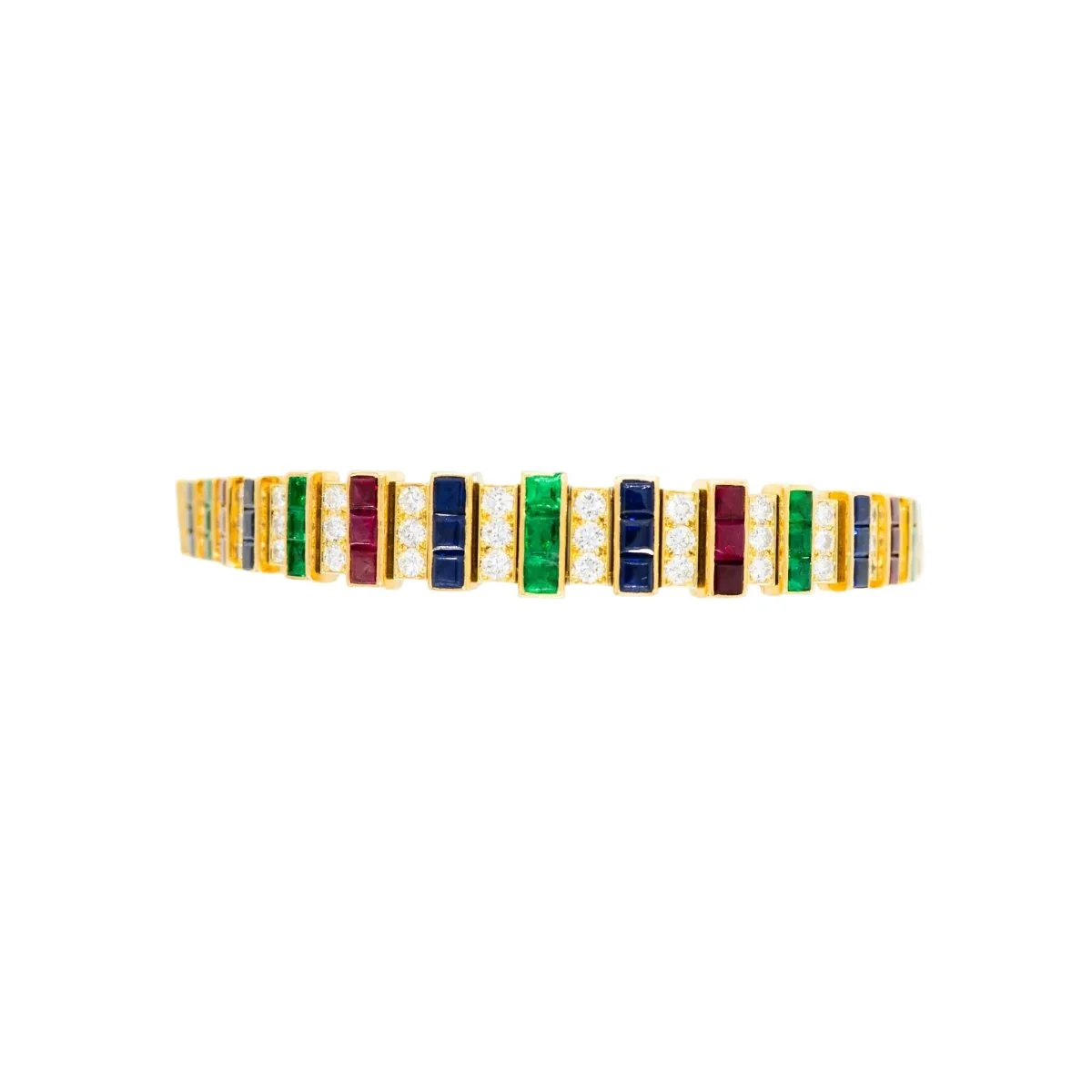 Parure CARTIER en or jaune, saphirs, émeraudes, rubis et diamants - Image 6