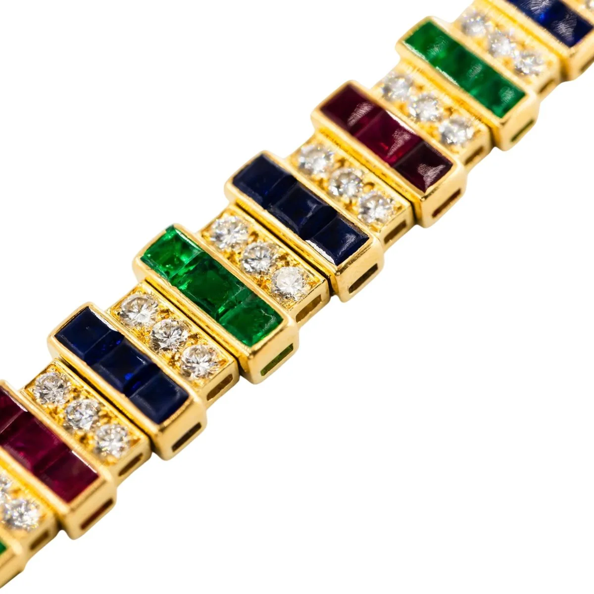 Parure CARTIER en or jaune, saphirs, émeraudes, rubis et diamants - Image 8