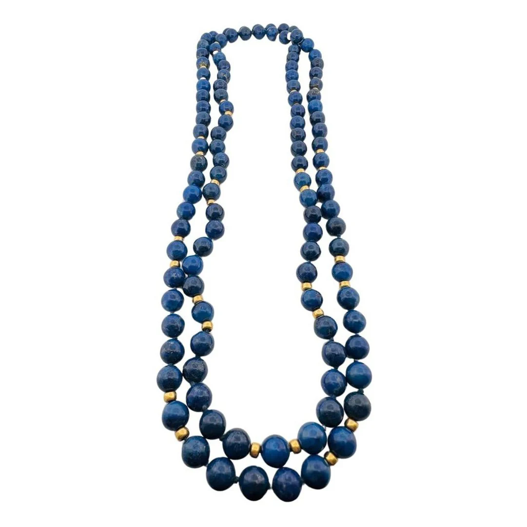 Parure Collier et Bracelet de perles en or jaune et lapis-lazuli - Image 3