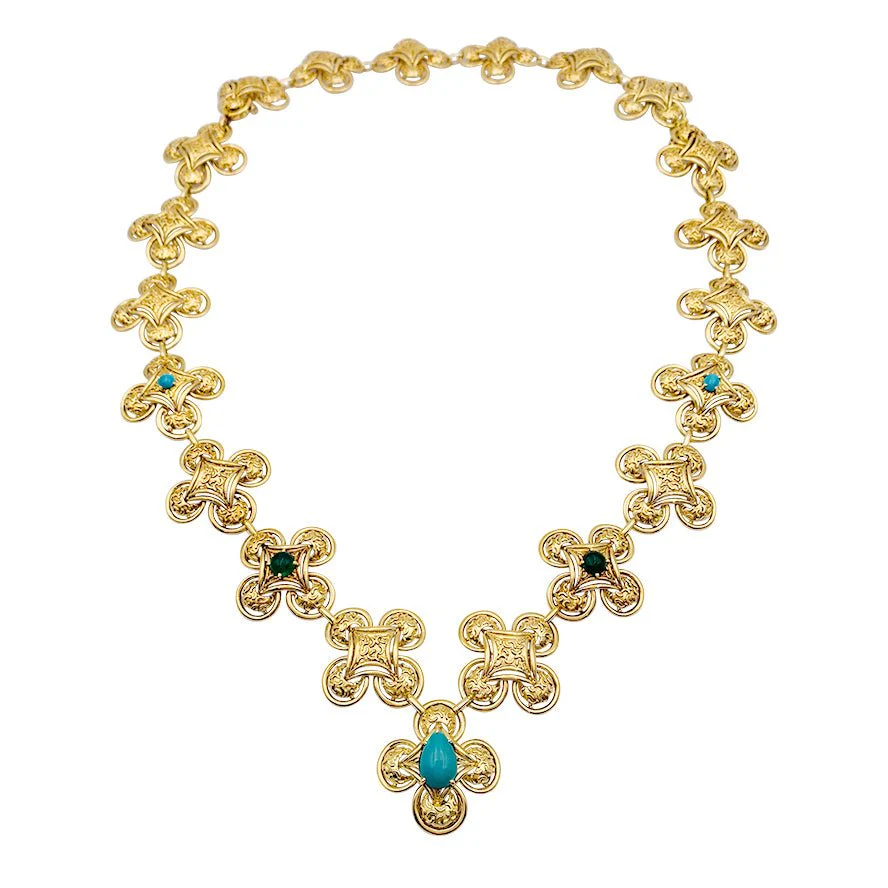 Parure M. GÉRARD en or jaune et pierres de couleur