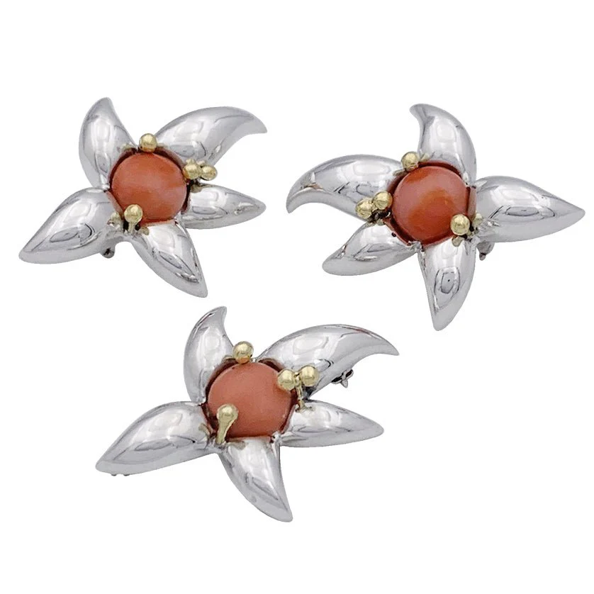 Parure TIFFANY & CO. en or jaune, argent et corail