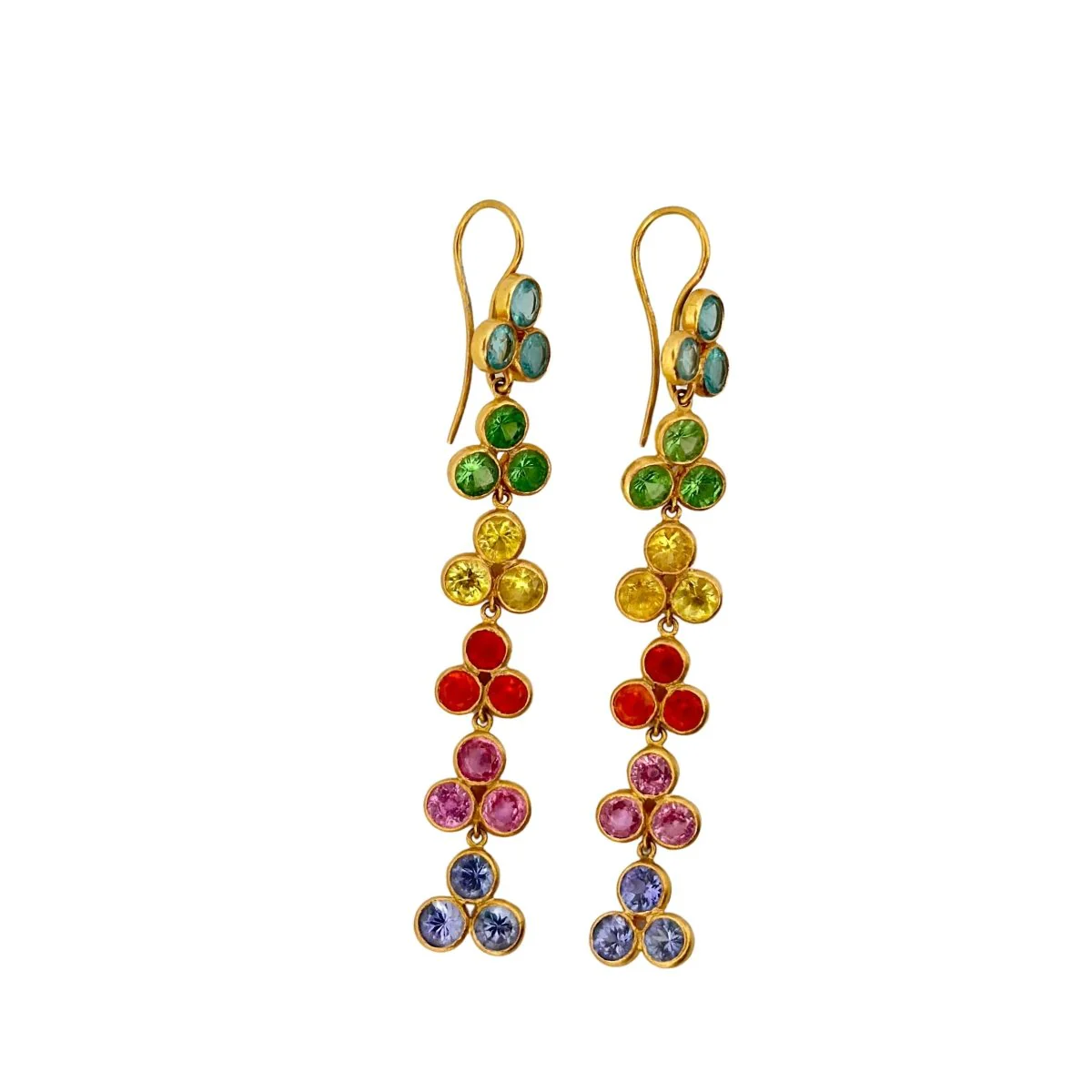 Boucles d'oreilles Pendantes MARIE-HELÈNE DE TAILLAC en or jaune et pierres fines
