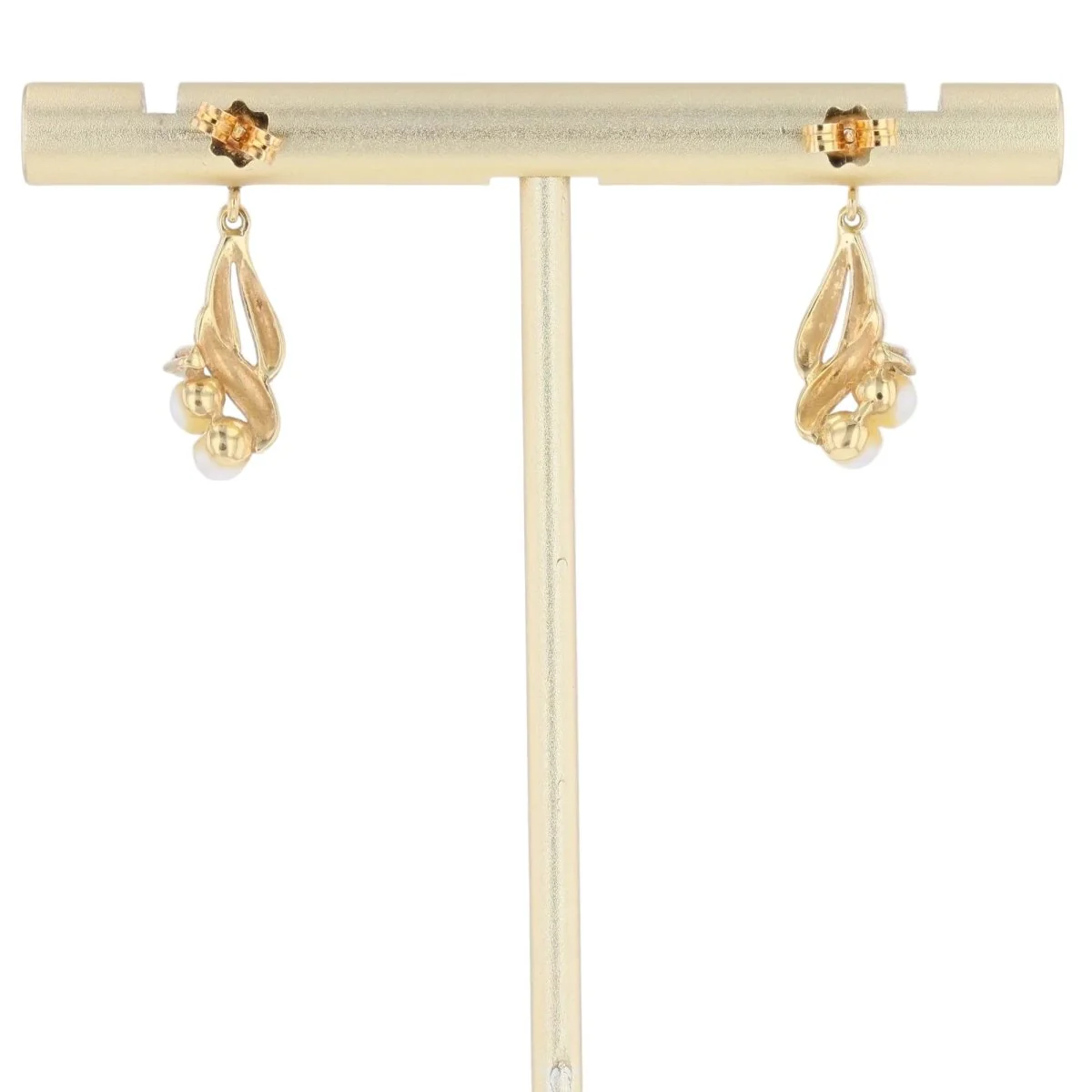Boucles d'oreilles Pendantes en or blanc, or jaune, perles et diamants - Image 4