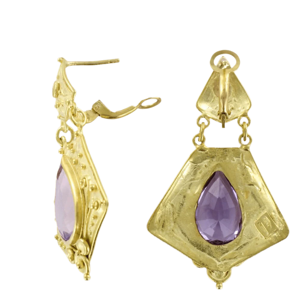 Boucles d'oreilles Clips en or jaune et améthystes - Image 7