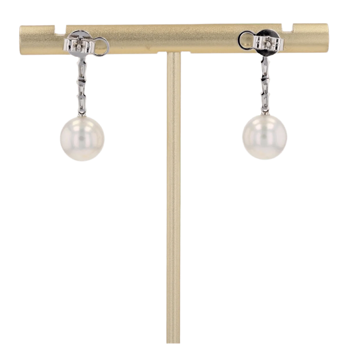 Boucles d'oreilles Pendantes en or blanc, perles et diamants - Image 5