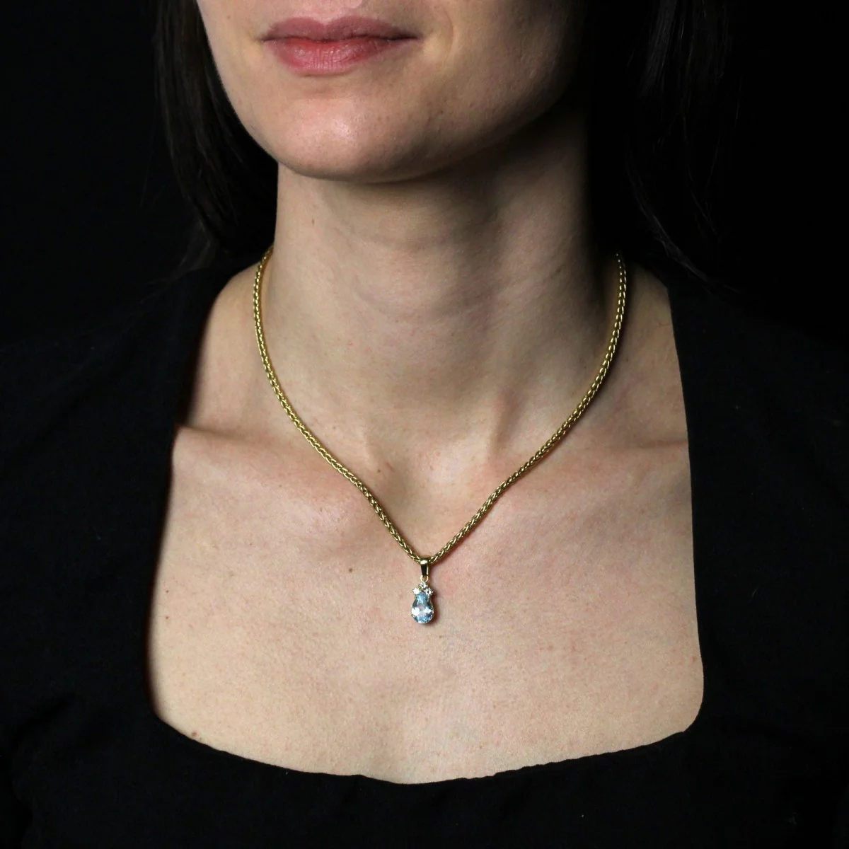 Pendentif en or jaune, aigue-marine et diamants - Image 2