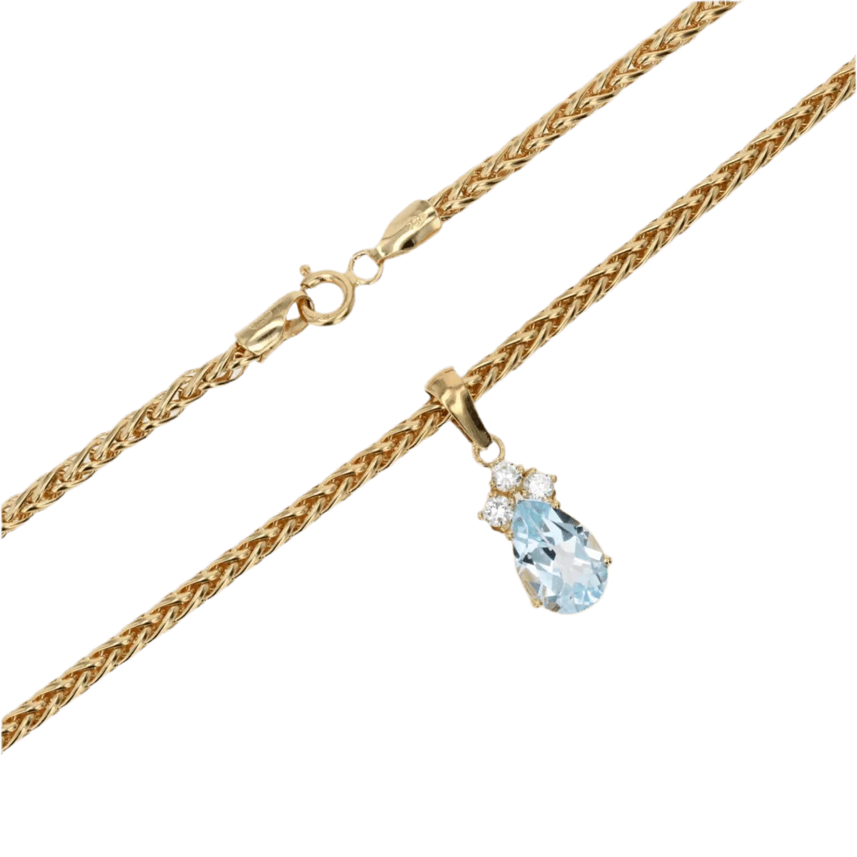 Pendentif en or jaune, aigue-marine et diamants - Image 4