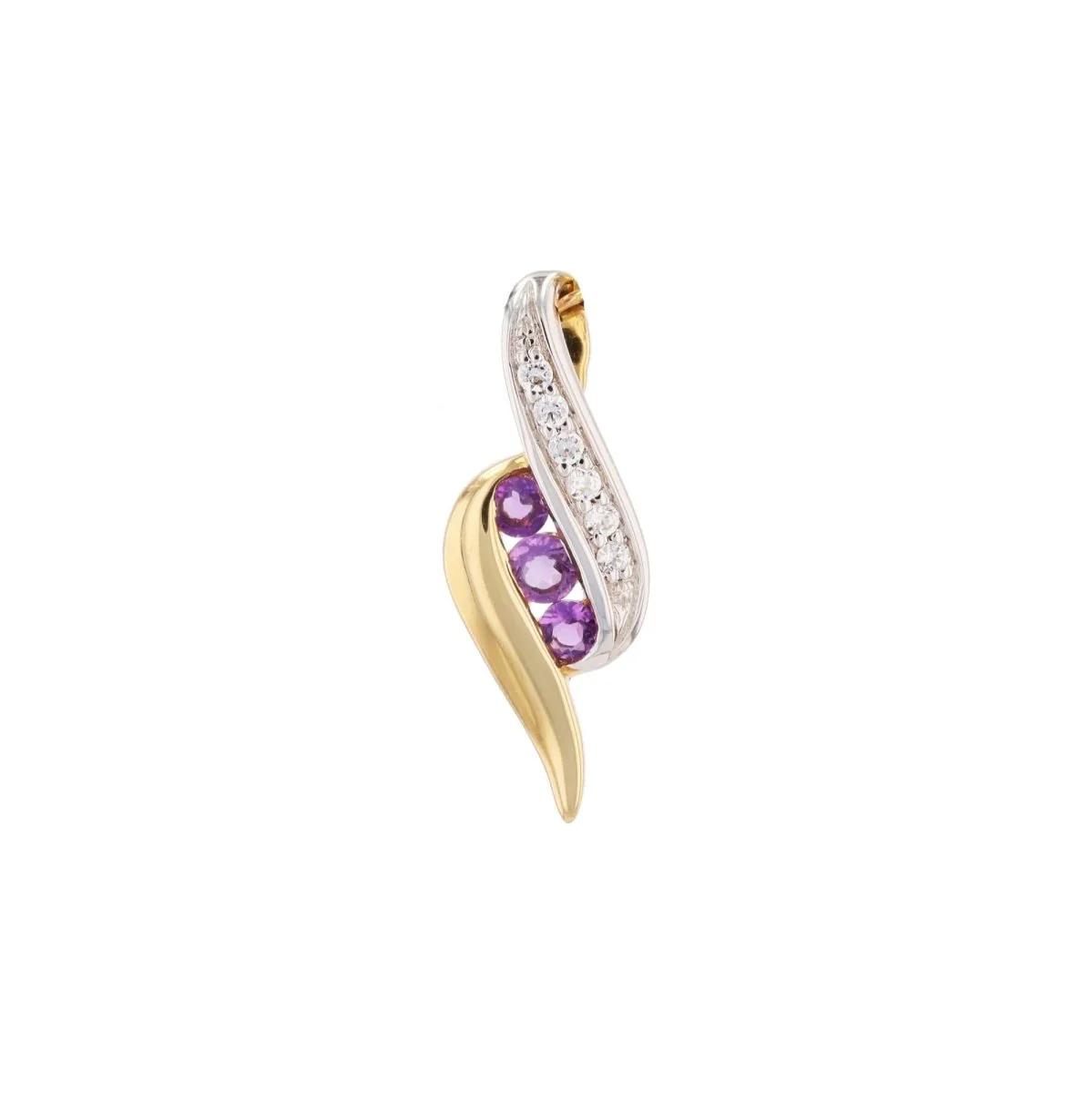 Pendentif en or jaune, or blanc, améthystes et diamants