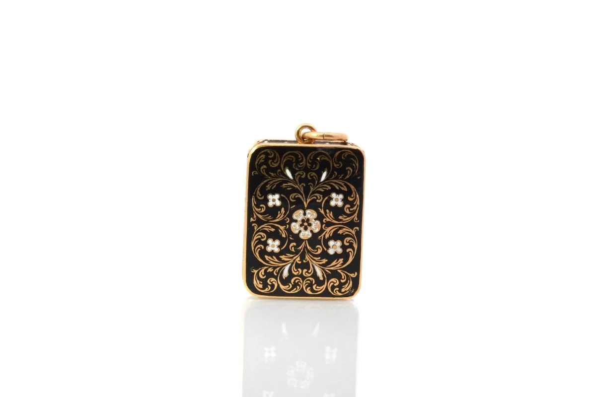 Pendentif ancien 19e en or et émail - Image 2