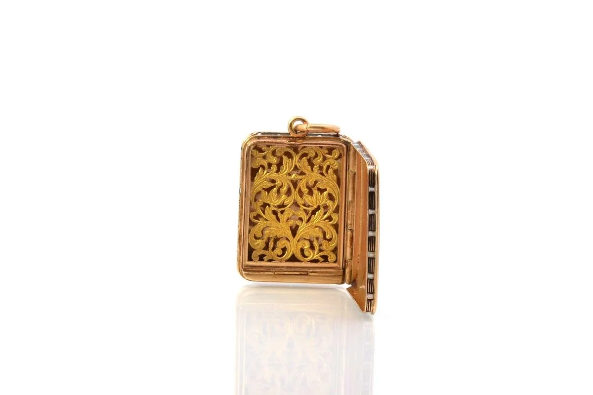 Pendentif ancien 19e en or et émail - Image 3