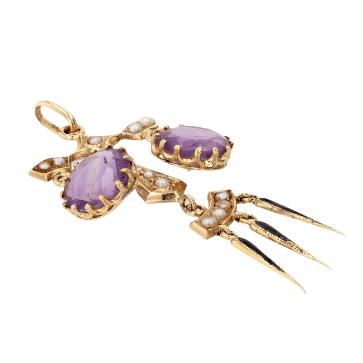 Pendentif en or jaune, améthystes et perles - Image 3