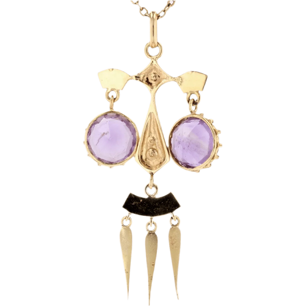 Pendentif en or jaune, améthystes et perles - Image 4
