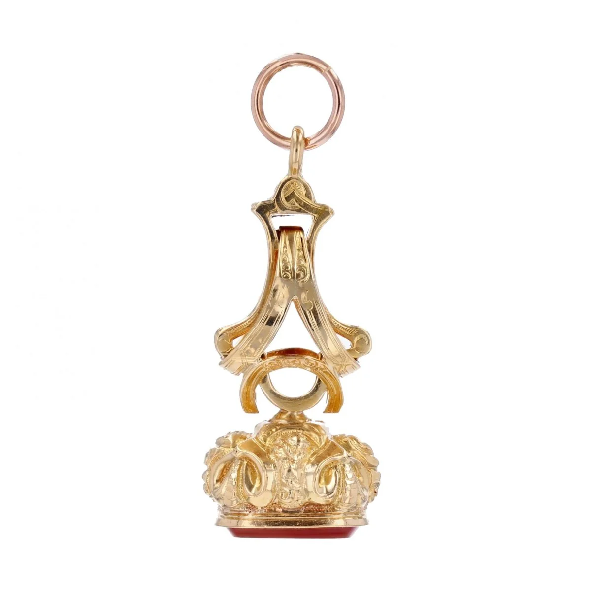 Pendentif en or jaune, or rose et cornaline