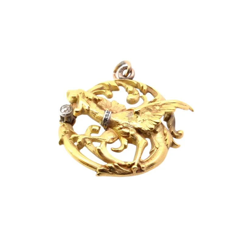 Pendentif Chimère en or jaune et platine