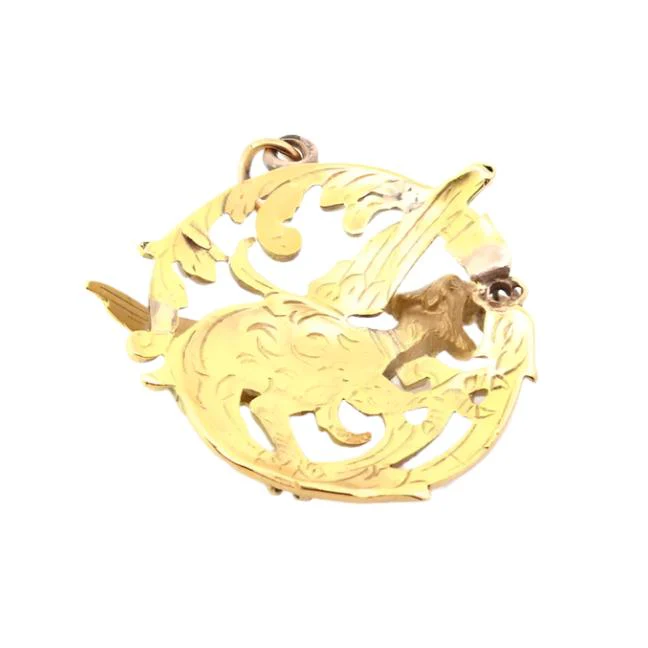 Pendentif Chimère en or jaune et platine - Image 2