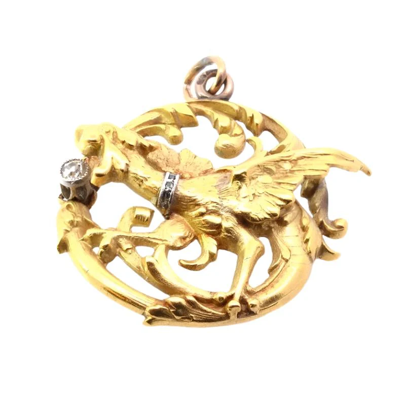 Pendentif Chimère en or jaune et platine - Image 3