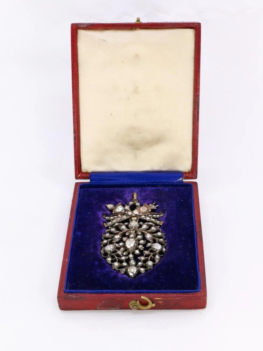 Pendentif ancien cœur flamand diamants taille rose - Image 3