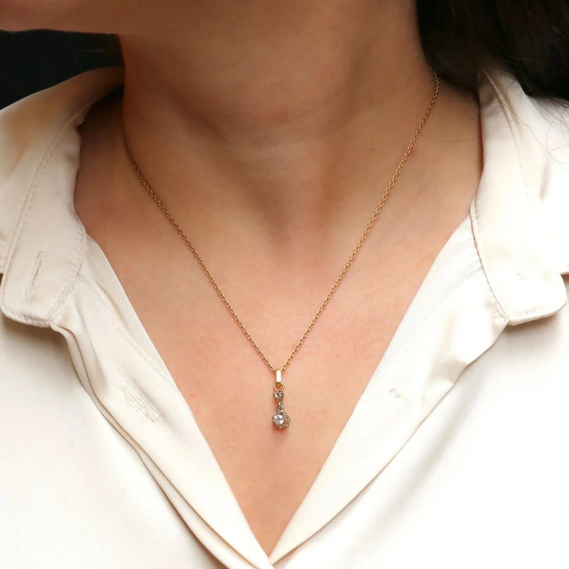 Pendentif ancien diamants 0,15 ct - Image 5