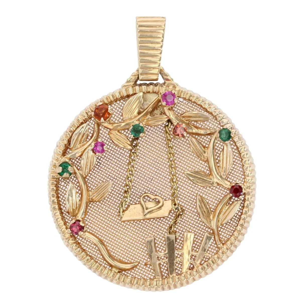 Pendentif en or jaune et émeraudes