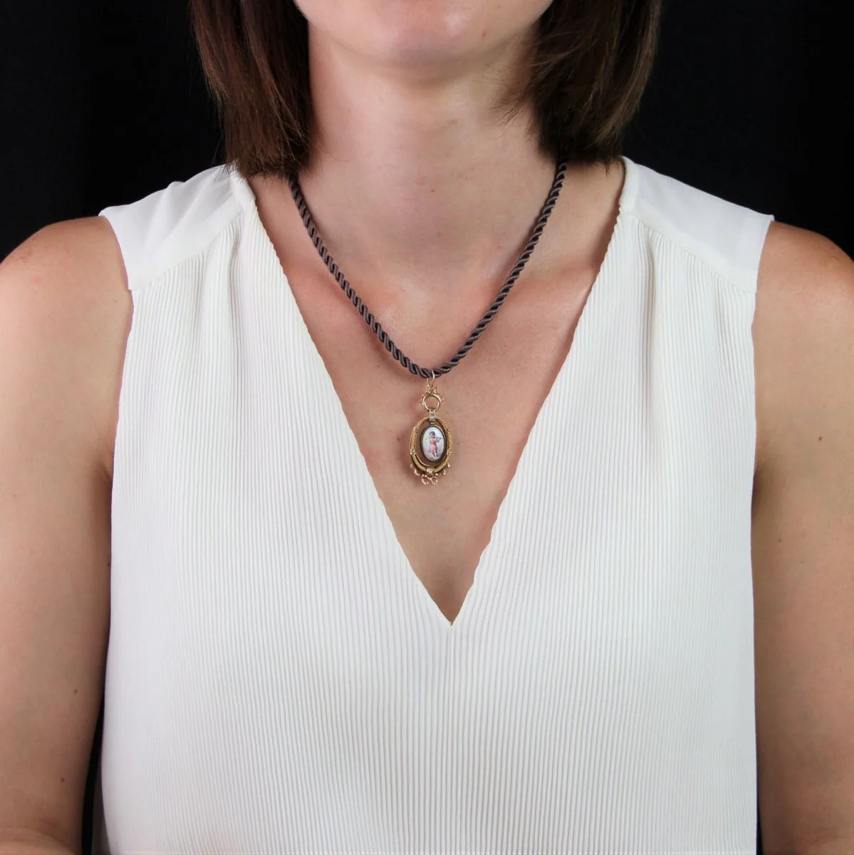 Pendentif en or rose, nacre et perles - Image 2