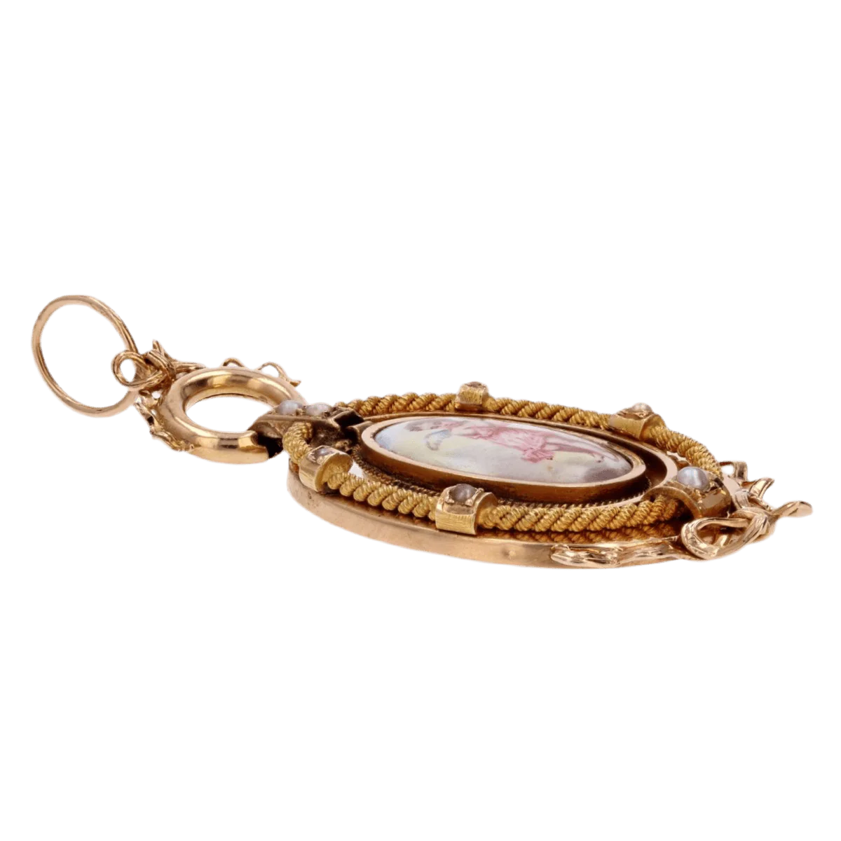 Pendentif en or rose, nacre et perles - Image 3