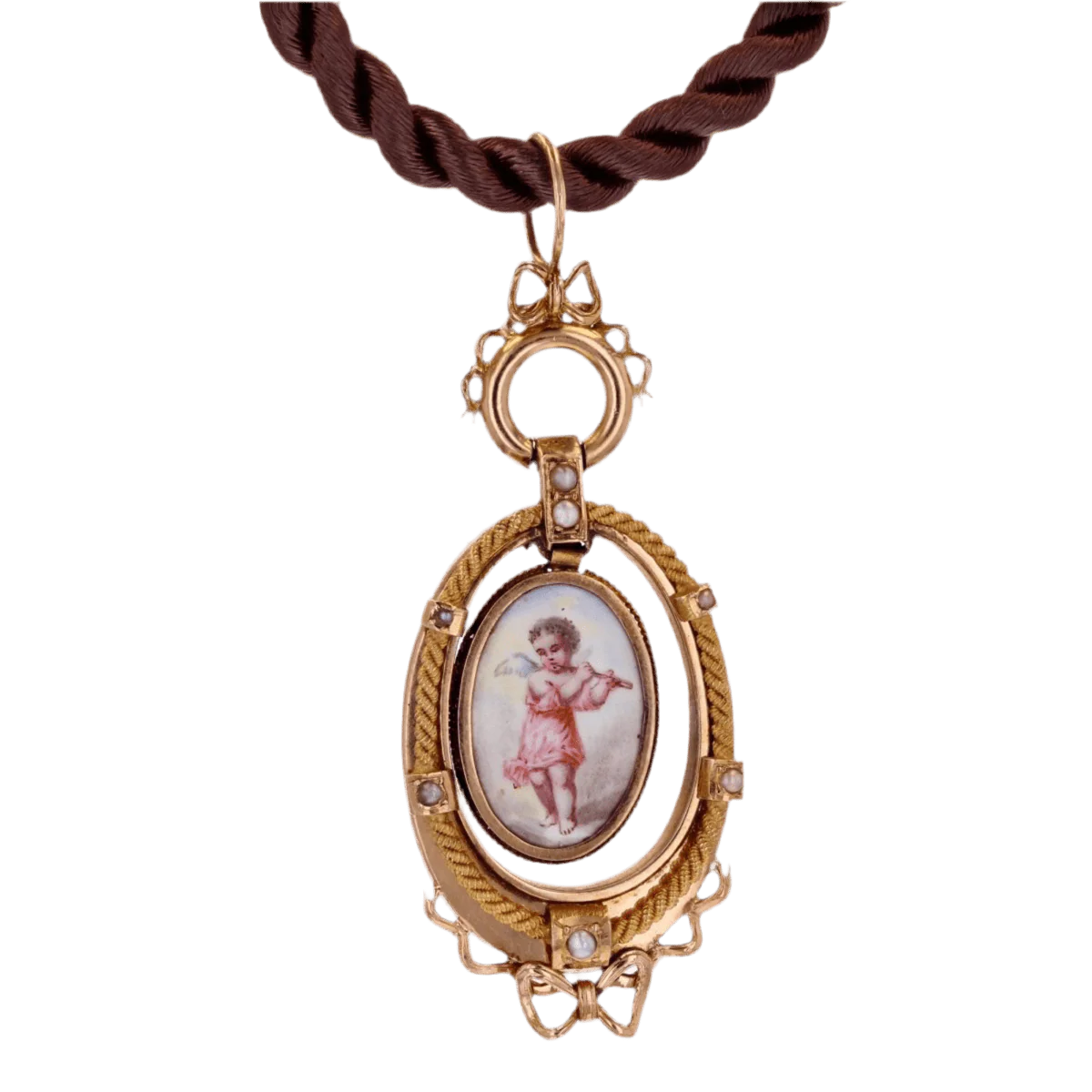 Pendentif en or rose, nacre et perles - Image 5