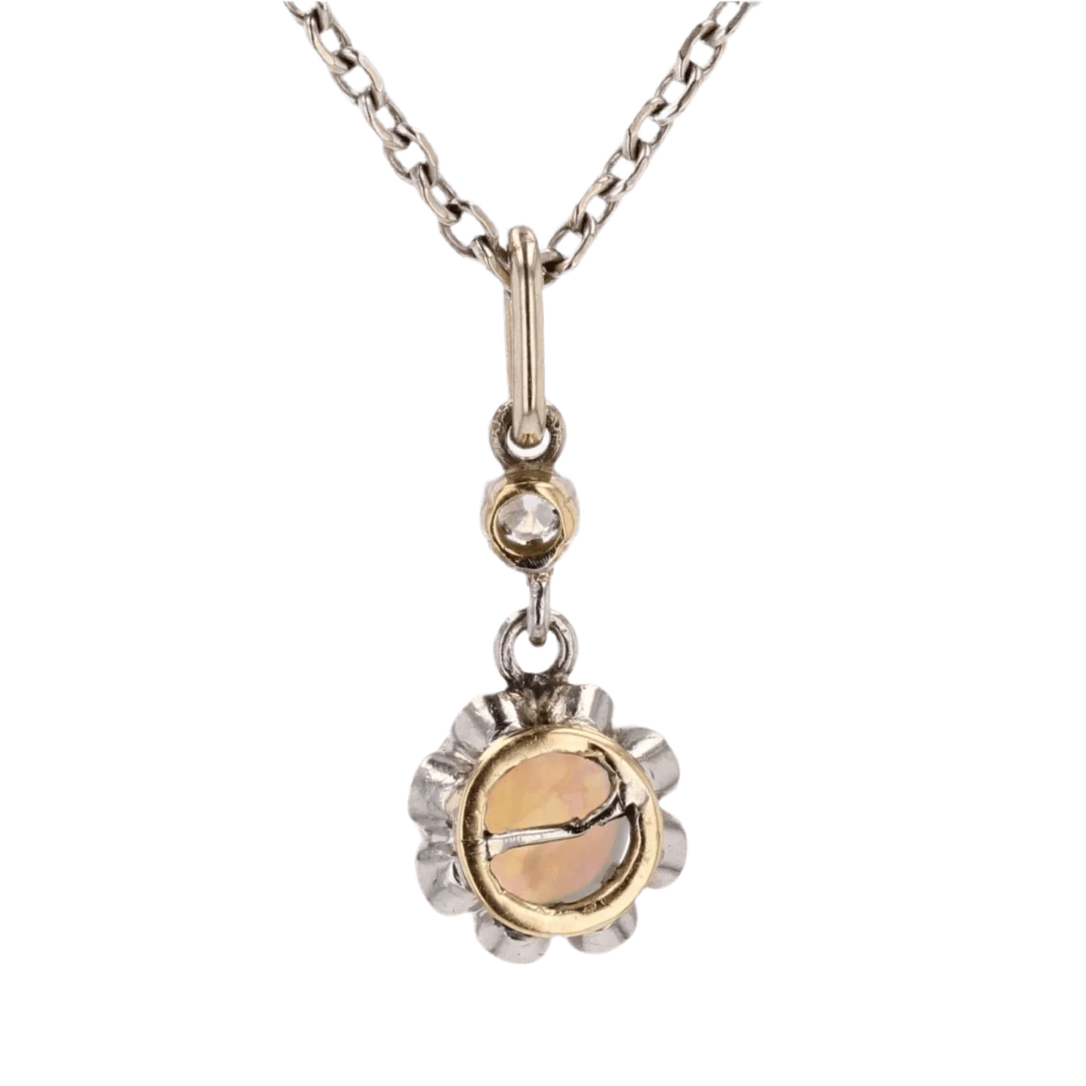 Pendentif en or jaune, platine, opale et diamant - Image 5